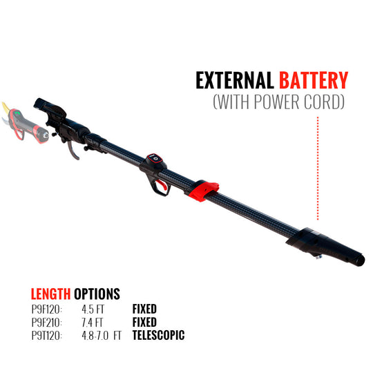 INFACO carbon fiber extension pole with remote battery option for F3020 pruning shear